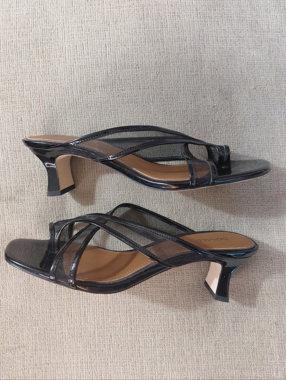 Donald J. Pliner Kiss Black Patent Nylon Mesh Strappy Mule Sandals Size 8.5 - Picture 11 of 11
